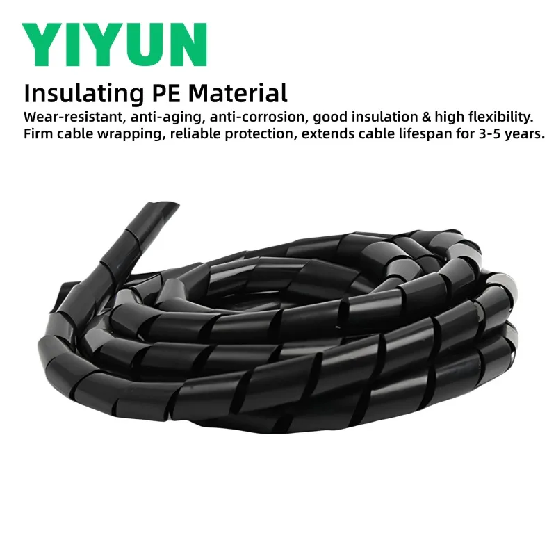 1PC Spiral Cable Wrap Sleeve Dia 4/6/8/10/12/14mm Split Loom Tubing Wire Cable Organizer Wrapping Cable Protector White Black