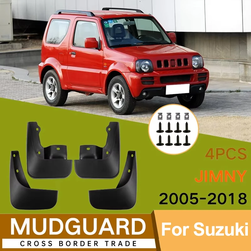 4Pcs For Jimny Suzuki 2005-2018 2006 2007 2008 2009 2010 2011 2012 Car Tires Fenders Waterproof Mudguards PP Plastic Accessories
