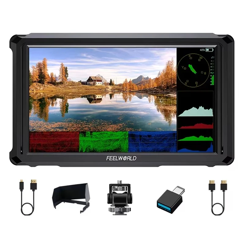 كاميرا مراقبة ميدانية 6 بوصة 1080P IPS FHD شاشة 1200 Nit 4K مدخل DSLR شاشة فيديو 1920x1080 خفيفة الوزن