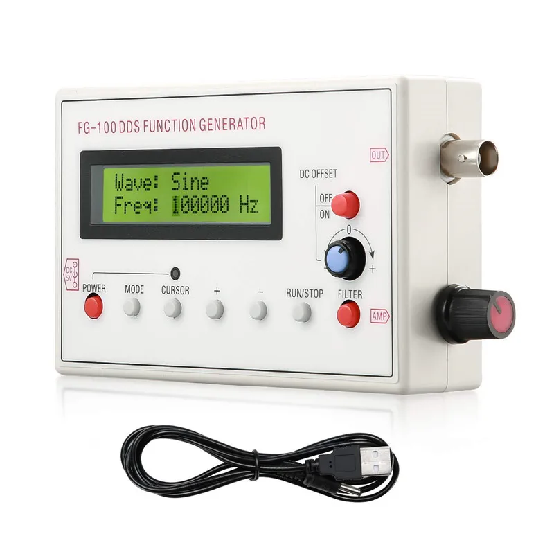 

FG100 DDS signal generator counter high-precision sine frequency 1HZ500KHz signal source counter