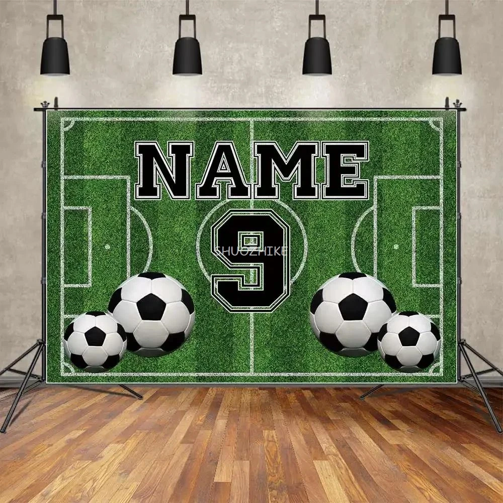 Green Grass Field Soccer Football Backdrop Boys Birthday Party Decoration Photo Background Sign Sport Photography Props