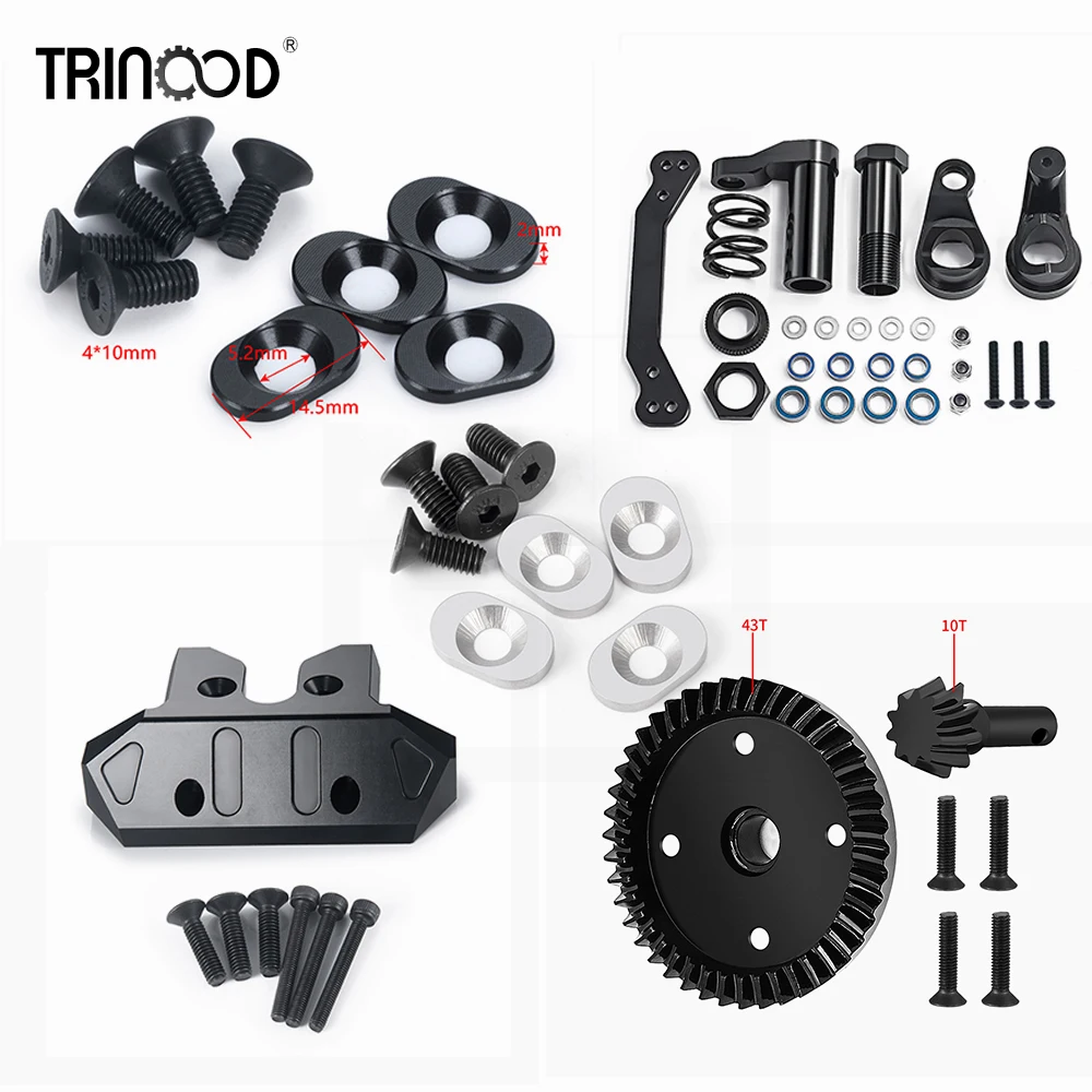 

TRINOOD Differential Gears Front & Rear Bumpers Steering Assembly/Plate Motor Mount Reinforcement Bracket for 1/8 traxxas sledge