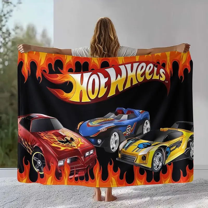 H-Hot Wheels Track Cityscape Racing Cartoon Flannel Throw Blanket,Cozy Warm Blanket for Bed,Sofa,Living Room,Camping,Home Decor