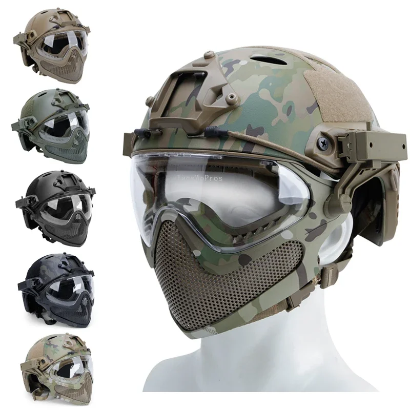 

Shooting Helmet with Mask Full Covered Protection Airsoft Paintball Tactical Helmet Mask Paintball Combat Helmets