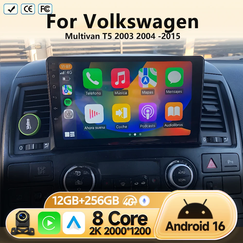 4G WIFI Head Unit For Volkswagen Multivan T5 2003 2004 -2015 Android Auto Carplay Car Radio Multimedia Video Player Navigation