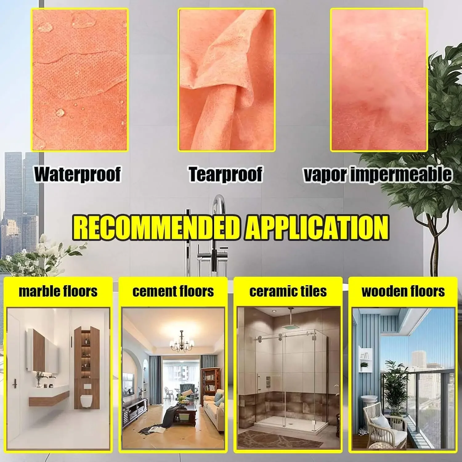 

[XMSJ]Waterproof Membrane For Shower 3.8 Ft X 87 Ft / 324 Square Feet Waterproofing Shower Membrane 25.6mil Thickness Waterproof