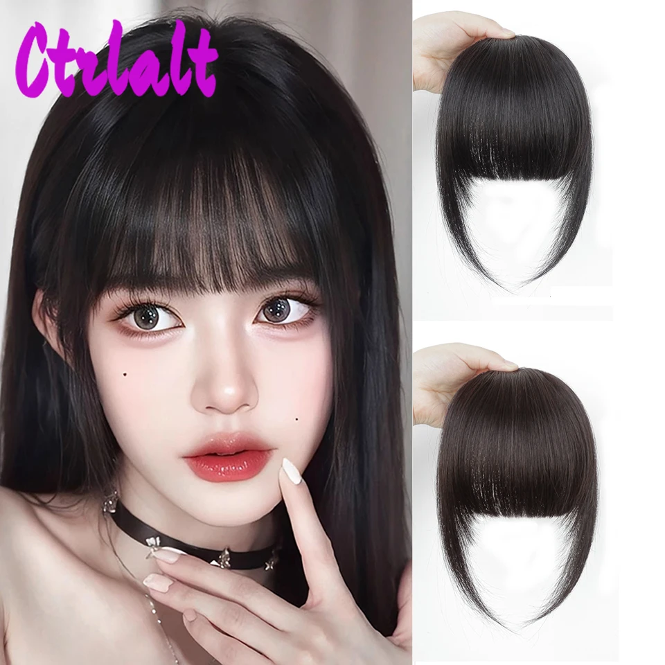 Synthetic Air Bangs Natural Short Brown Black Fake Hair Fringe Extension 1 Clip In Hairpieces Accessories For Women Girl