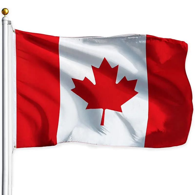 

Canada Flag 5x3 FT 100D Polyester Custom Printed Banner Brass Grommets Shaft Cover Indoor Outdoor Use Official Colors flags