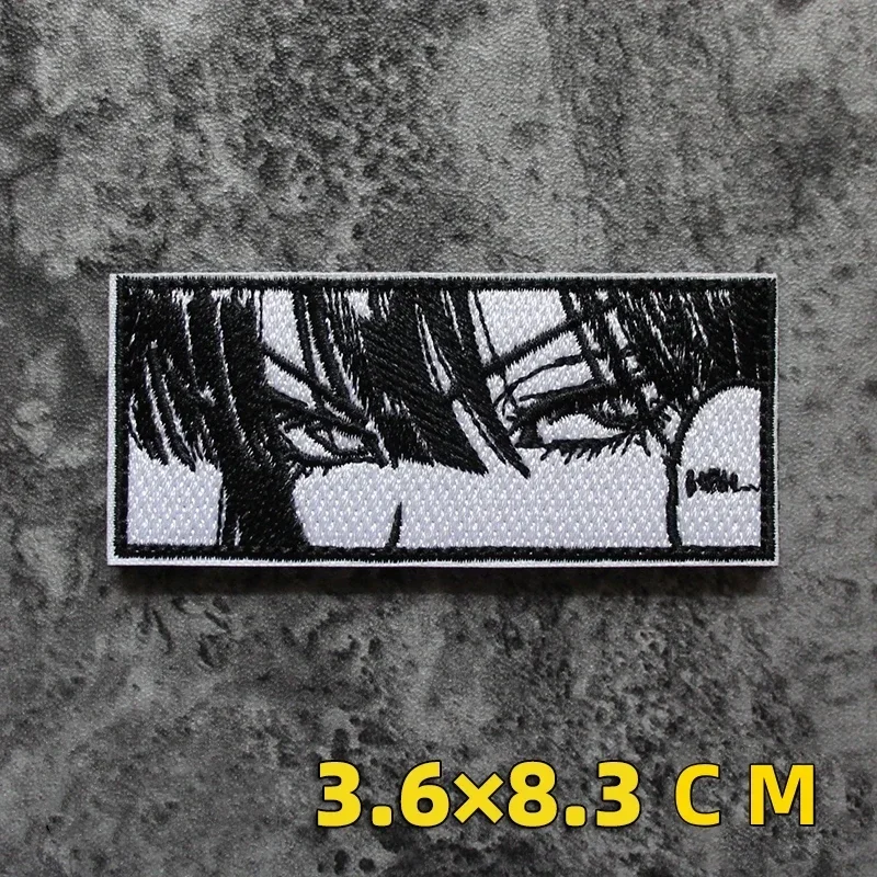 Japanese Girl Eye Embroidery Patches Hook&Loop Tactical Accessory Anime Half Face Girl Morale Badge on Backpack Stickers Emblem