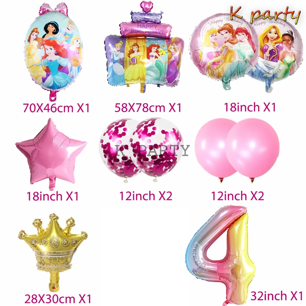 Decoración de Globos para Fiesta de Cumpleaños con Temática de la Princesa Cenicienta, Globos de Número de 32 Pulgadas con Diseño de Sirena para Fiestas de Cumpleaños de Niñas y Baby Shower