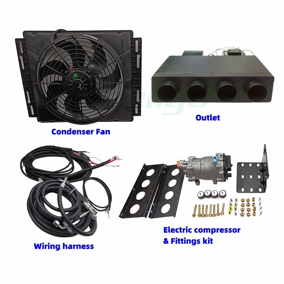 Treeligo 12V 24V Heat and Cool Electric Automotive Air Conditioner Parking AC Condition For Tractor Truck Camper Van Caravans