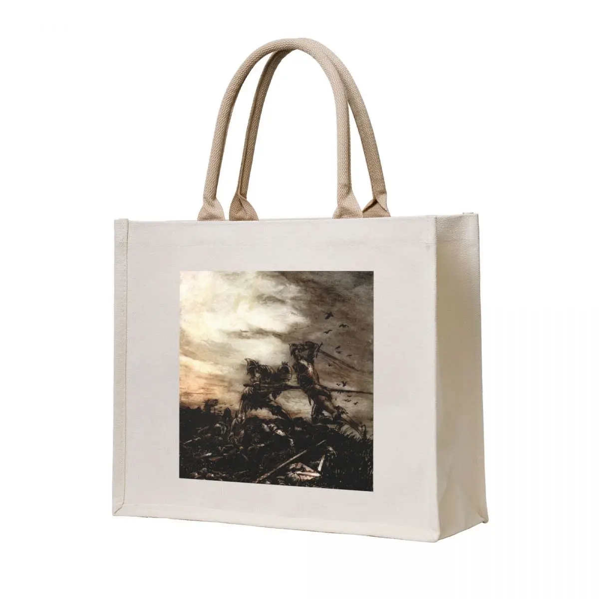 

King Arthur and Mordred in Battle - Arthur Rackham Tote Bag canvas bags tote bag personalized tote bag Beach