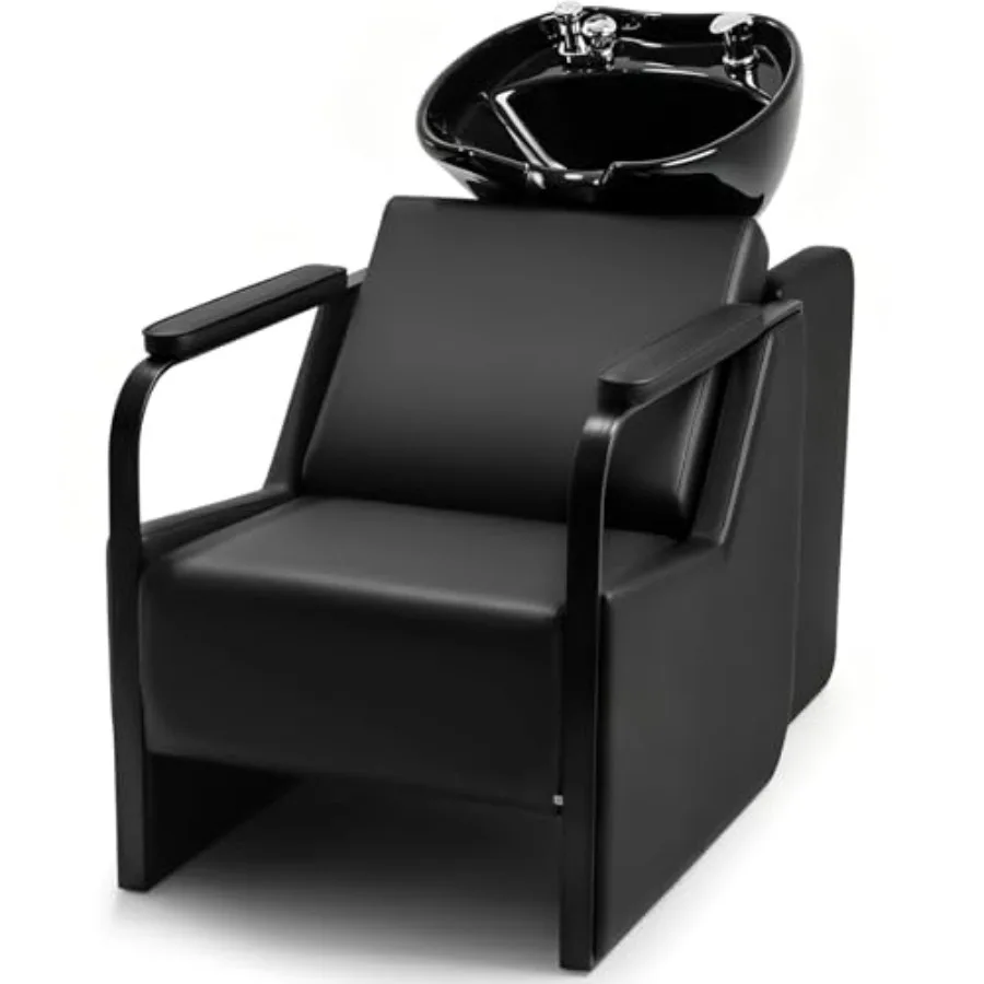 

Shampoo Chair with Adjustable Neck Rest - Durable Wash Chair with Ceramic Shampoo Bowl, Retro Design, Easy-to-Clean, Profession
