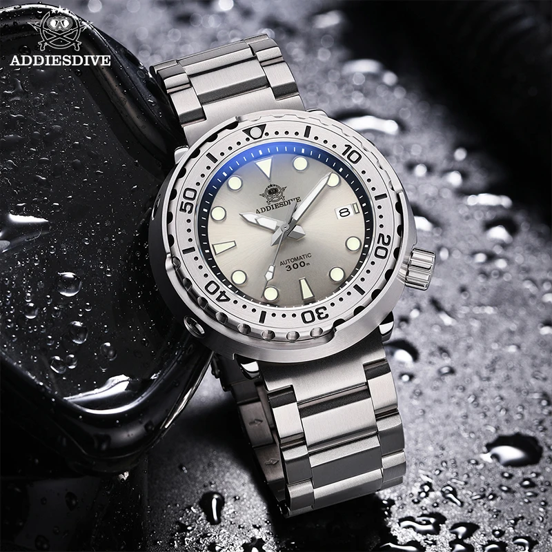 ADDIESDIVE Men Watch Sapphire Glass BGW9 Luminous 300m Waterproof Stainless Steel Calendar NH35 Automatic Tuna Diving Watch