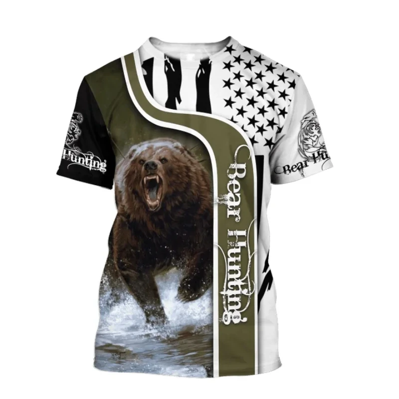Animal Bear 3D Print Graphic Men T-Shirt Harajuku Fashion Short Sleeve Tshirts Summer Streetwear Unisex Tops 4XL Drop Shipping