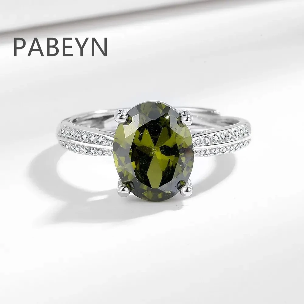 925 Sterling Silver Open Ring. Large Oval Faceted Zircon, Pave Band Details. Elegant, Refined, and Perfect for Any Outfit.