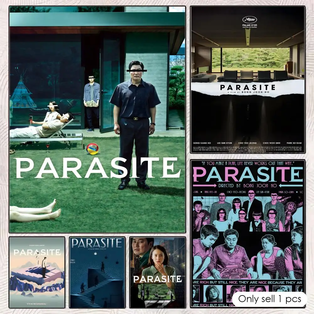 Winning Movie Gisaengchung Parasite Poster HD Cartoon Wall Art Self Stick Removable Poster for Home Living Room
