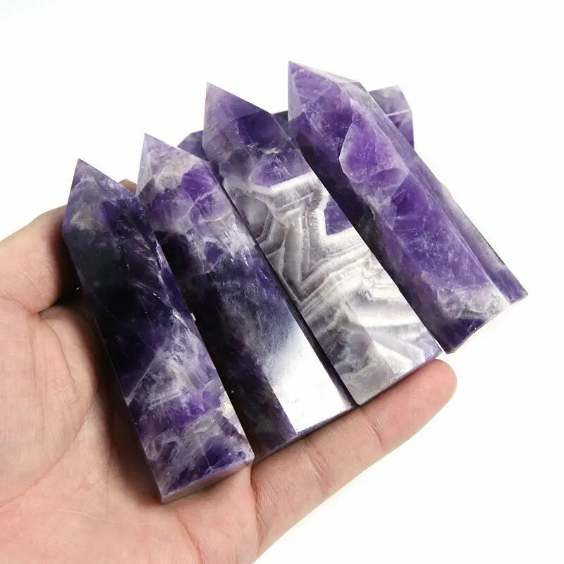 

Natural Dream Amethyst Wand Quartz Crystal Point Obelisk Stone Healing