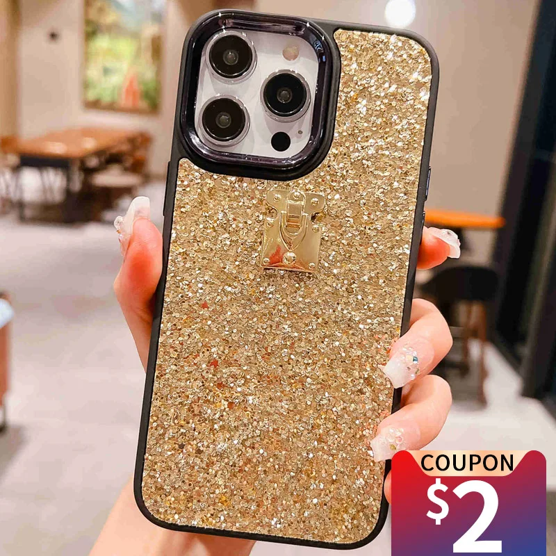 

Luxury Brand Bling Glitter Sequin Soft Phone Case For iPhone 14 11 12 13 Pro 7 8 Plus X XS XR MAX SE2022 Retro Flower Case Coque