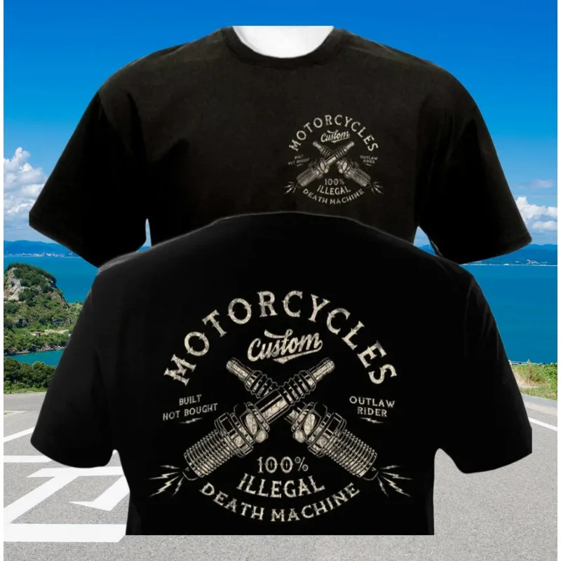 

Retro Motorcycle Spark Plug Pattern 3D Printed Round Neck Short Sleeved Breathable Quick Drying Loose Comfortable T-shirt