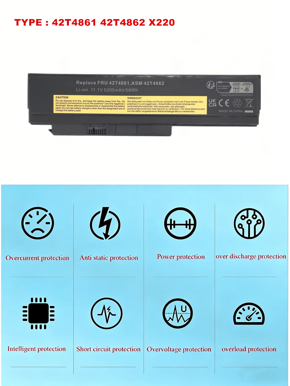 New 0A36281 42T4861 42T4862 0A36282 0A36283 Laptop Battery for IBM LENOVO ThinkPad X220 X220I X220S