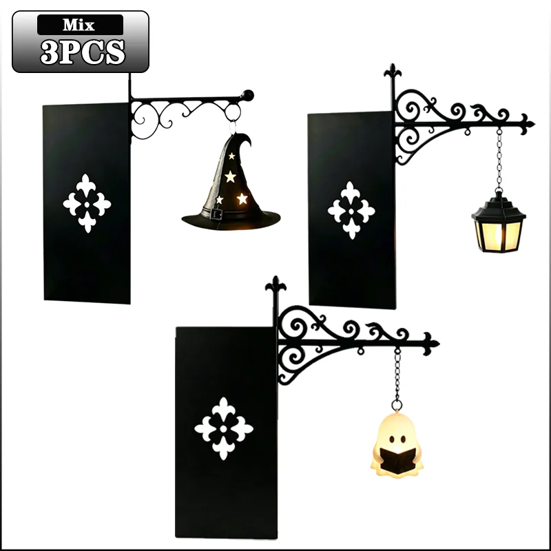 Halloween-Bibliothekslaterne, Mini-Bücherregallampe, Vintage-Hängeleuchte, Dekorative Laterne, Halloween-Geschenk für Buchliebhaber