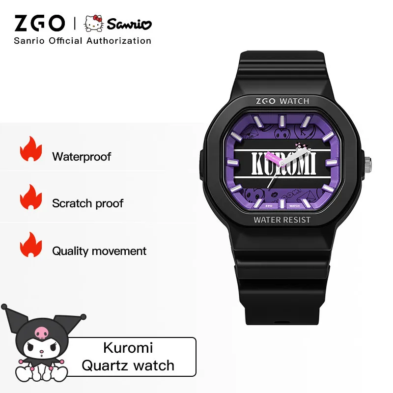 ZGO X Sanrio Kuromi Fashion Quartz Watches Kids' Waterproof Watch For Students Children Wristwatch Suitable For Girls Boys 356