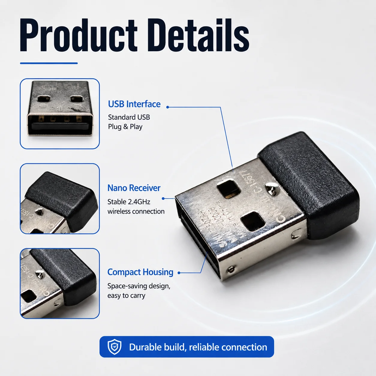 USB Receiver for Logitech G304 G305 Wireless Mouse Replacement Receiver Nano USB Dongle Mouse Adapter Replacement Accessory