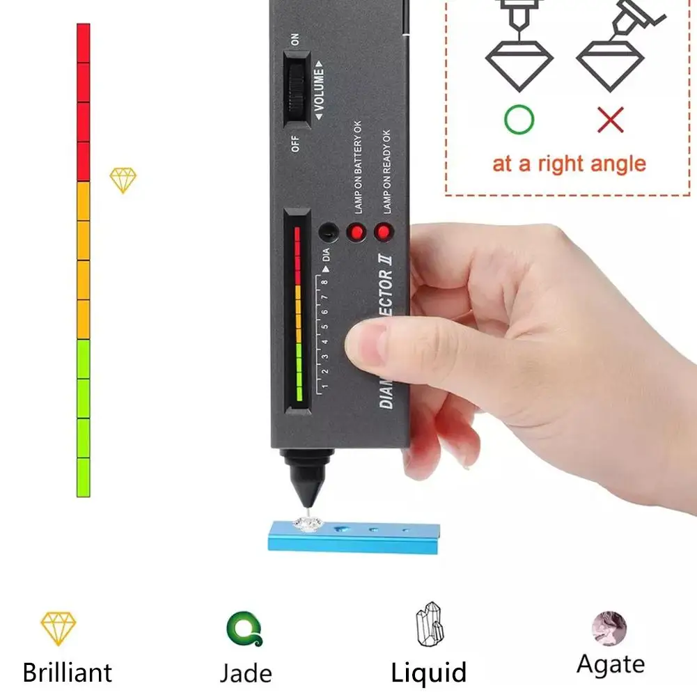 Imagem -05 - Caneta Testadora de Diamante com Indicador Led Seletor de Diamante de Alta Precisão Pedra Preciosa Ferramenta de Teste de Joias sem Bateria