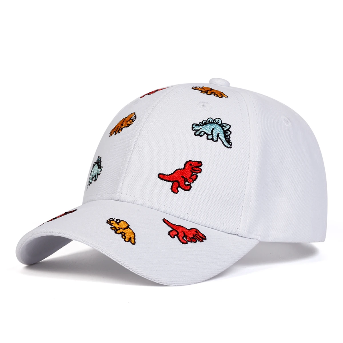 Children Colored Dinosaur Embroidery Baseball Caps Spring Autumn Outdoor Adjustable Casual Hats Boy Girl Travel Sunscreen Hat