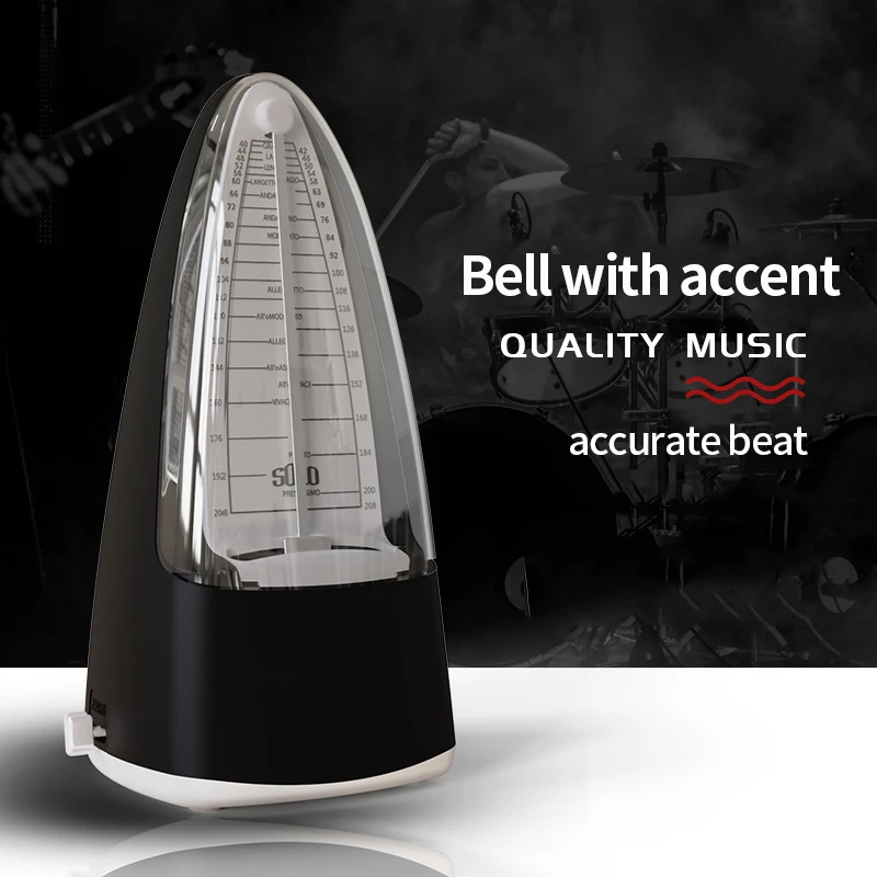 Metronom mechaniczny czarny uniwersalny metronom do gitary fortepianowej, skrzypiec i innych instrumentów Standardowy głośny dźwięk