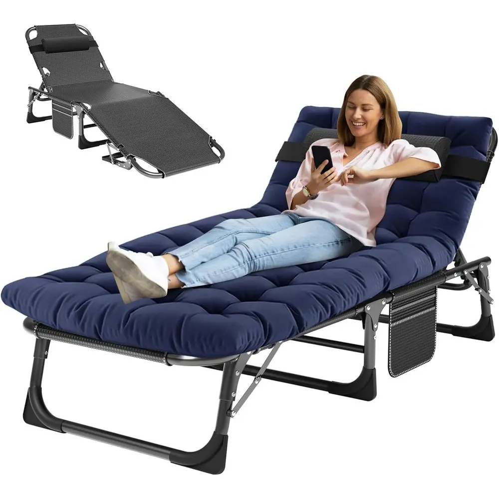 olding Chaise Lounge Chair 5-Position, olding Cot, Heavy Duty Patio Chaise Lounges or Outside, Poolside, Beach, Lawn, Camping (L
