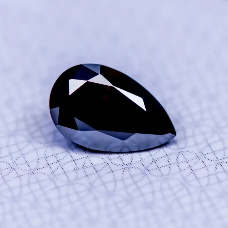 

Moissanite Stone Black Primary Color Pear Cut Gemstone Lab Grown Diamond for DIY Charms Jewelry Making Materials with GRA Report