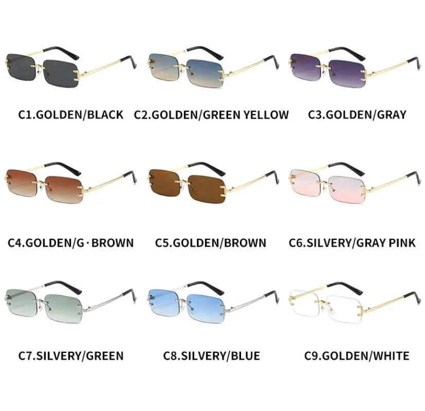 Rimless Square Sunglasses Women Men Luxury Brand Designer Glasses Popular Travel Driving Metal Sun Glasses Shade Eyewear view 6