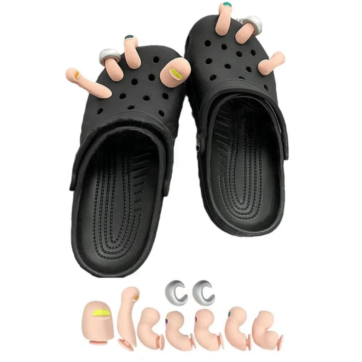 3d Teen Bedels Voor Klompen Bubble Glijbanen Sandalen, 7 Stuks Grappige Schoen Bedels Decoratie Voor Kinderen En Volwassenen