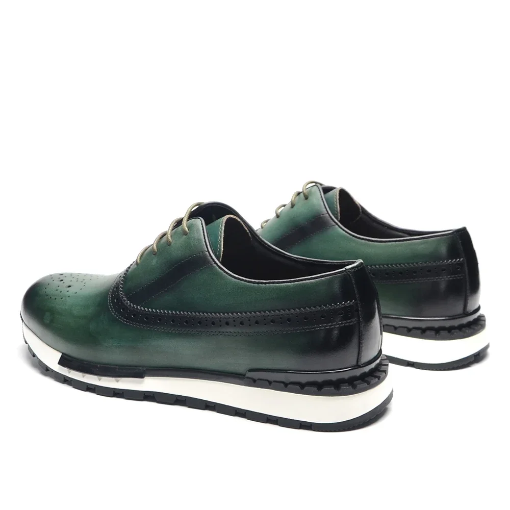 Oxford-Chaussures de rencontre en cuir véritable faites à la main pour hommes, Brogues à lacets, Bureau d'affaires, Marque de mode, Chaussures décontractées, 10 couleurs