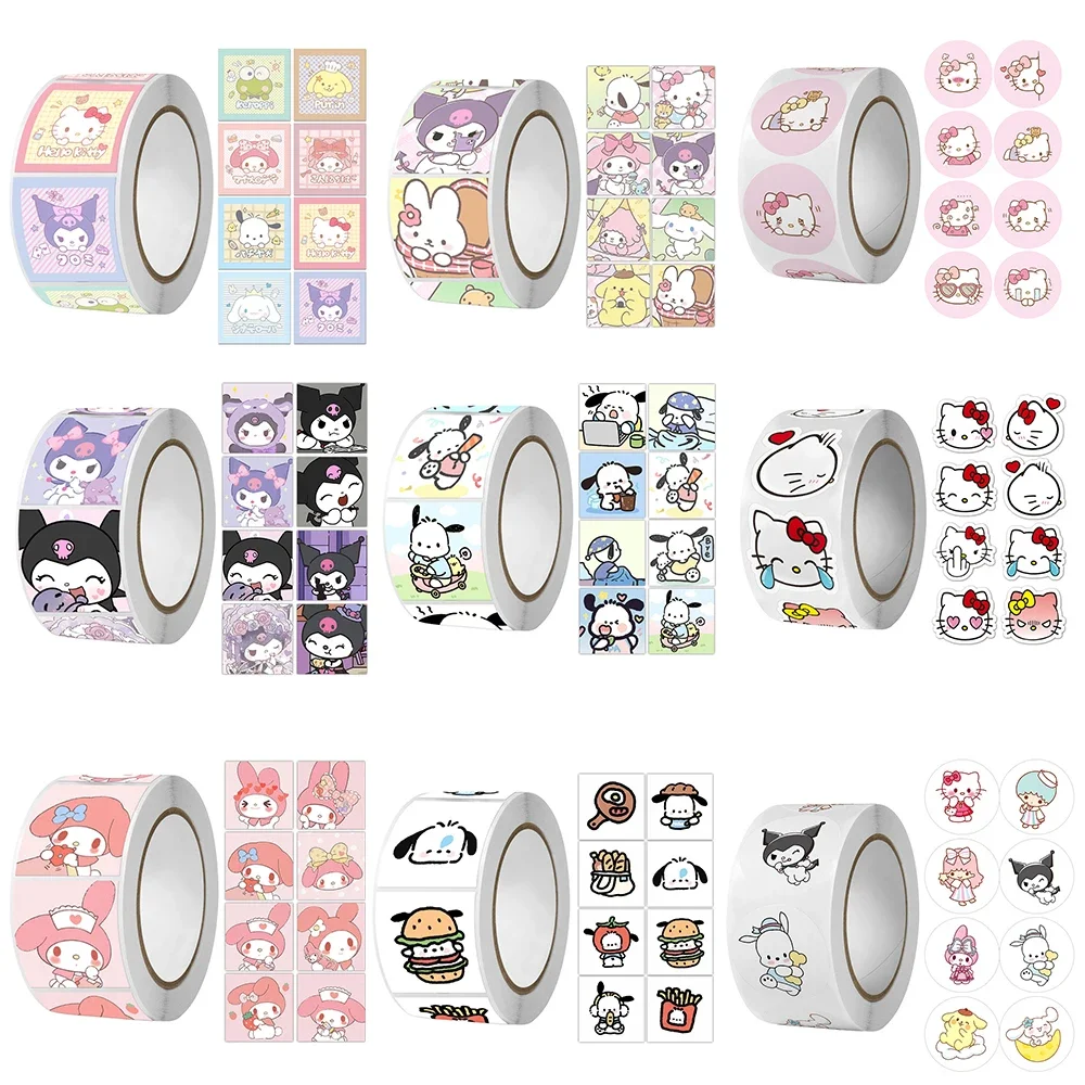 50Pcs Sanrio Sticker Kawaii Kuromi Hello Kitty P Cinnamoroll Cartoon Kids Reward Stickers Gift Decoration Decals Toys