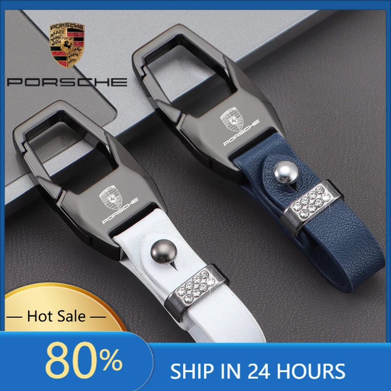 

Interior Stickers Fot Porsche Alloy Keychain Car Key Ring Decoration Anti-Loss Pendant Keyring Accessories For Porsche Cayenne 9
