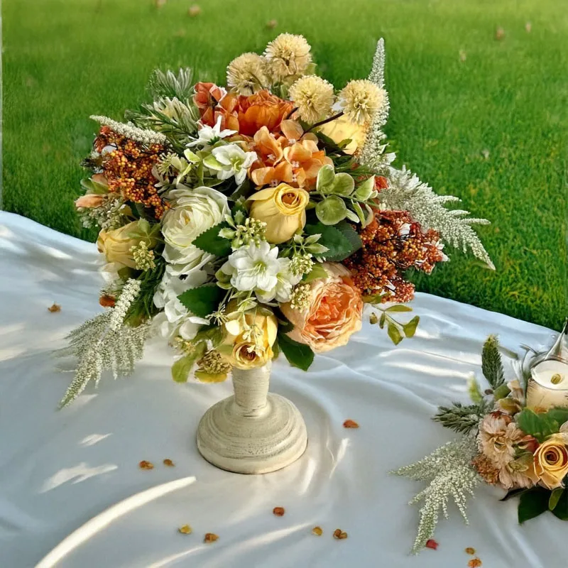 

70CM Artificial Rose Ball Wedding Table Candlestick Decoration Shopping Mall Stage Event Arrangement Flower Arrangement