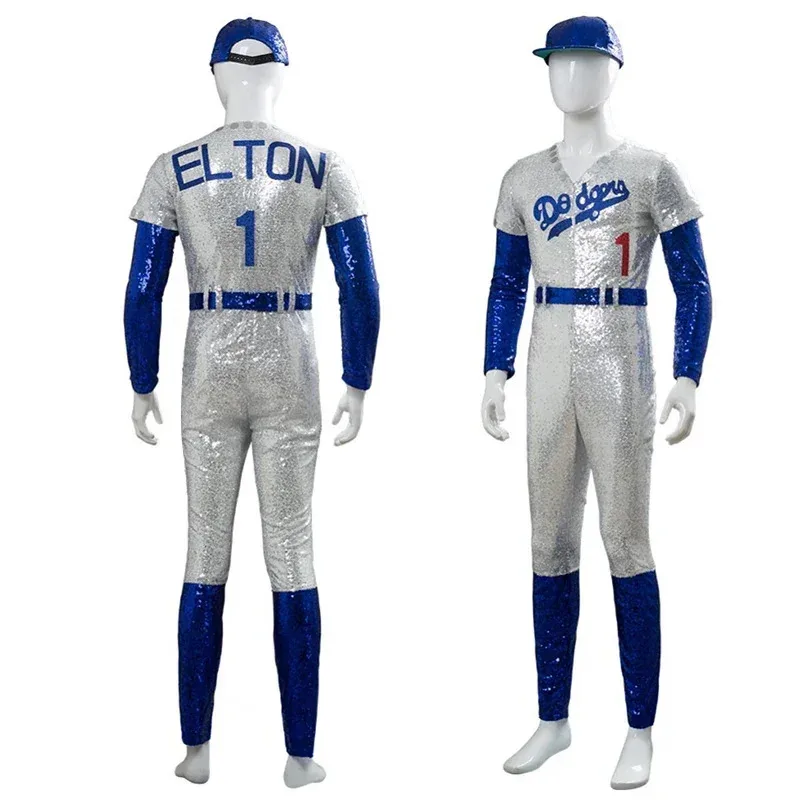Sky03 Rocketman Elton John Dodgers disfraz Cosplay uniforme de béisbol mono sombrero disfraces de fiesta de Halloween traje para mujer 55Ku %