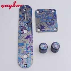 GUYKER Electric Guitar Titanium Alloy Control Plate Knob Mechanical Pattern for Fend TL Parts Replacement