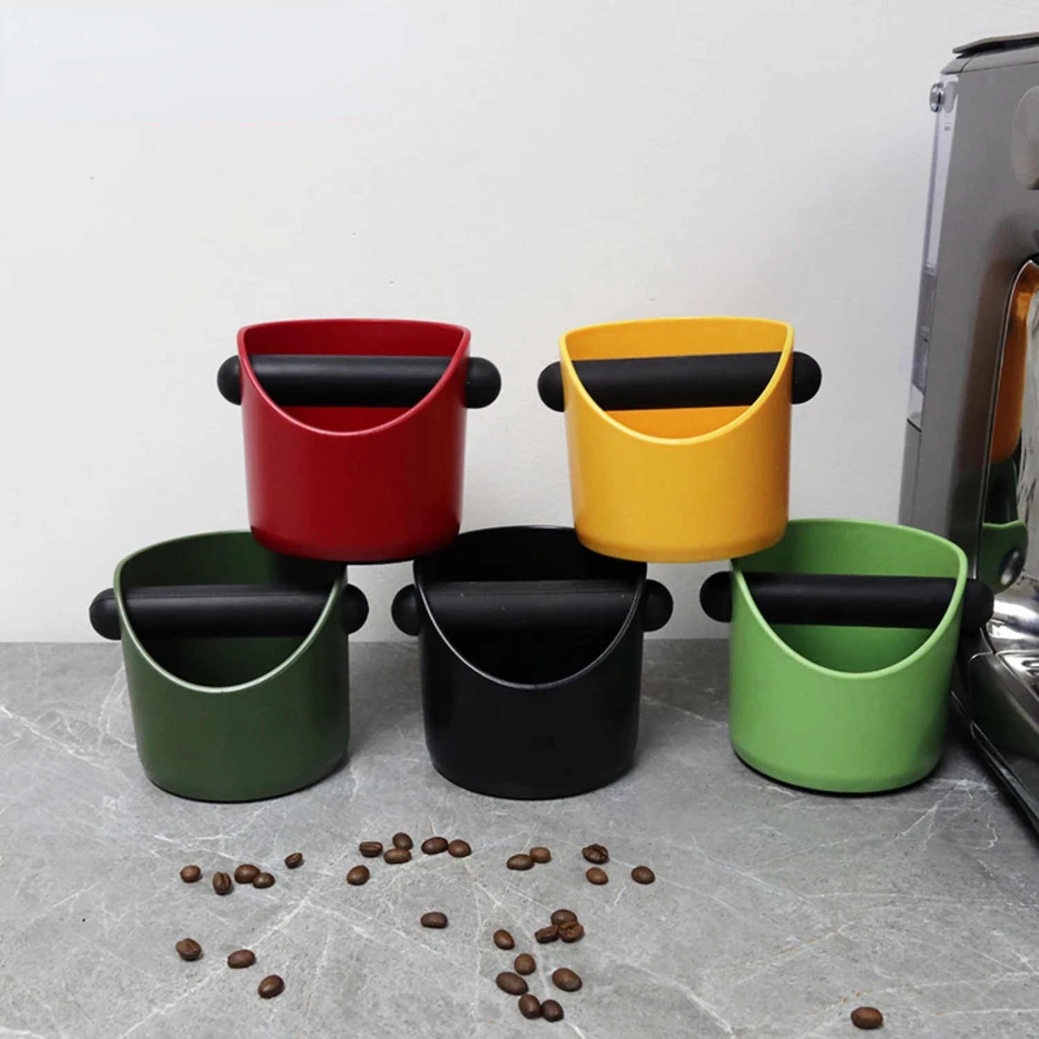 Essential Anti-Slip and Durable Espresso Knock Box for Easy Cleanup - Beveled Residue Design Grounds Container - Powder Coated C