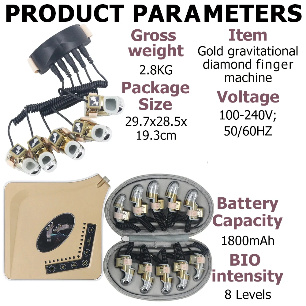 Massaggiatore per il corpo con lifting del viso per uso domestico con dita gravitazionali portatili 2025 Nuovo massaggio EMS portatile con dita dorate a microcorrente