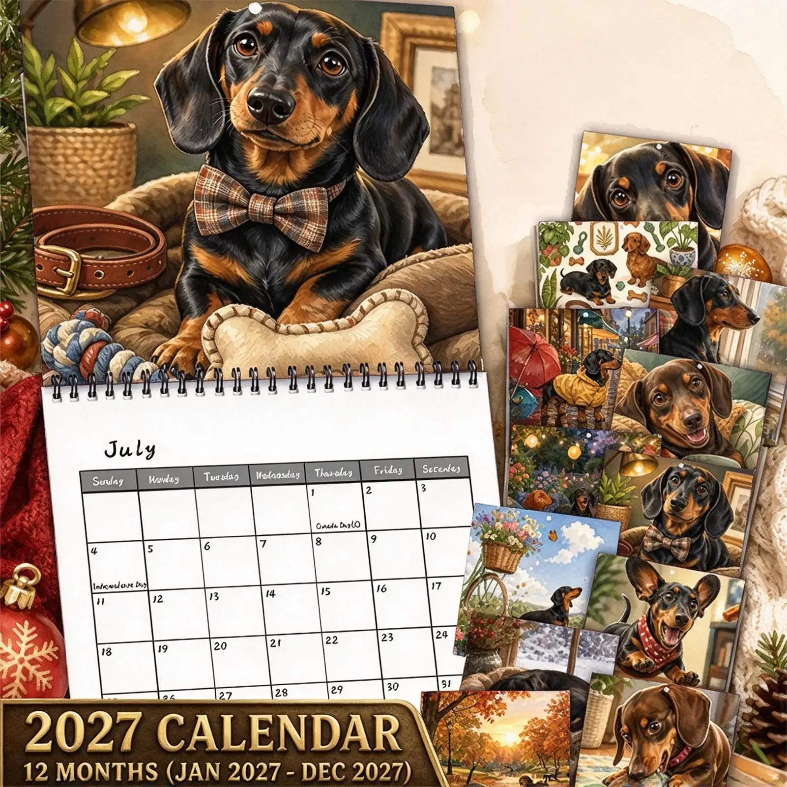 Dachshund Calendar 2027 Thick Paper Animal Wall Planner Monthly Dachshund Planner Calendar For Dog Lovers Home Living Room