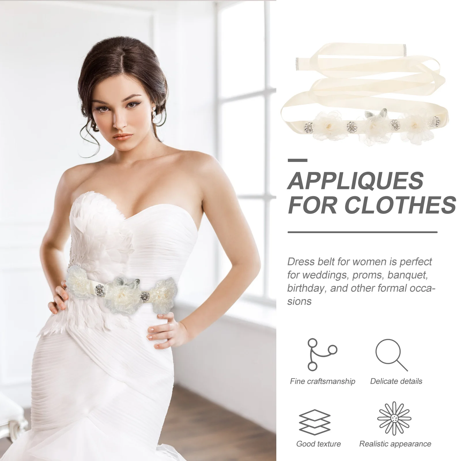 

Bridal Sash Floral Rhinestone Waistband Wedding Dress Prom Gown Sash Belts For Dresses Wedding Belt Ribbon Belt For