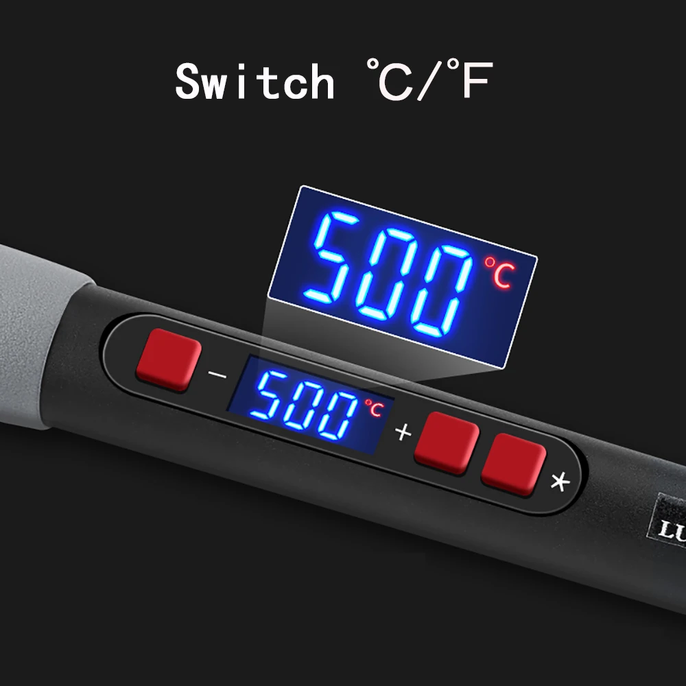 Wtyczka EU 220V 60W zestaw żeliwa lutowniczego cyfrowy wyświetlacz pistolet elektryczny regulowany przewód lutowanie spawanie 5 szt. Końcówki