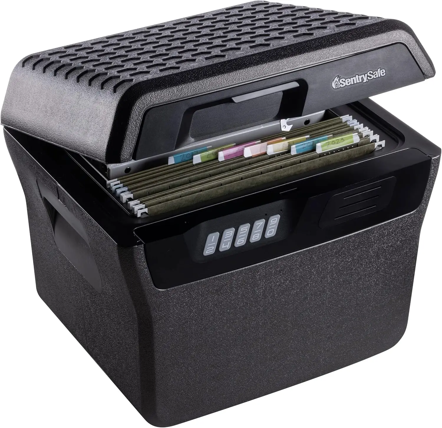 Charcoal Gray Waterproof Fireproof Safe Box with Digital Keypad for Documents and Files, Exterior 14.1x16.6x13.8 Inches