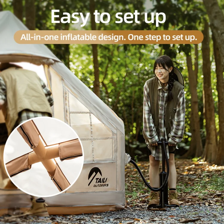 Hot-Sell Luxury Large TPU air Column Waterproof Oxford Canvas Inflatable Tent Outdoor Camping House with Pump