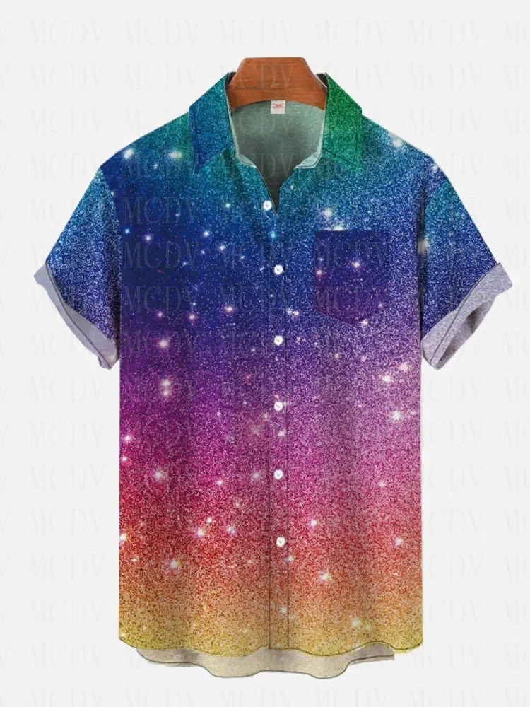Bright Neon Colorful Water Flow Marble Printing Short Sleeve Shirt 3D Hawaiian Shirts Summer