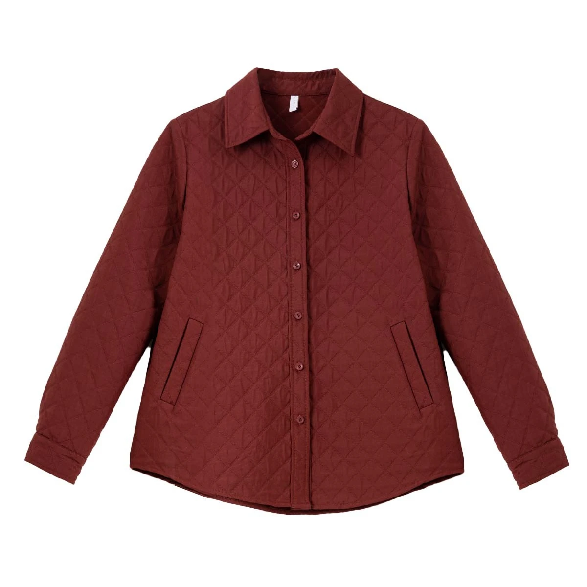 VIMLY レッドジャケット 秋 2025 アメリカンレトロ レディース 暖かい ダイヤモンド柄 キルティングジャケット ポロネック 長袖 レディースコート A2775